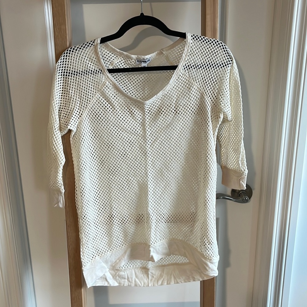 Fishnet Style Cream Top